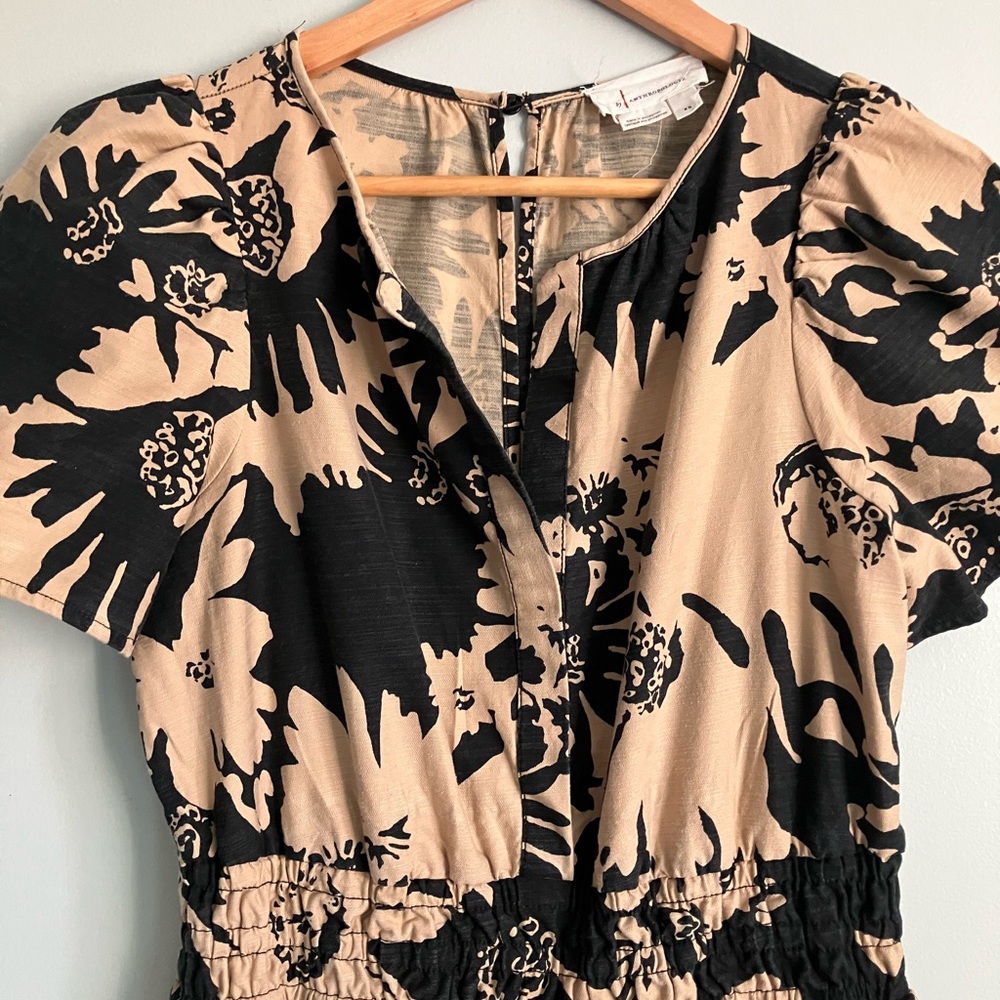 ANTHROPOLOGIE Somerset Black/Tan Floral Wide Leg Jumpsuit Size XS (Like a S/M) - Picture 5 of 16